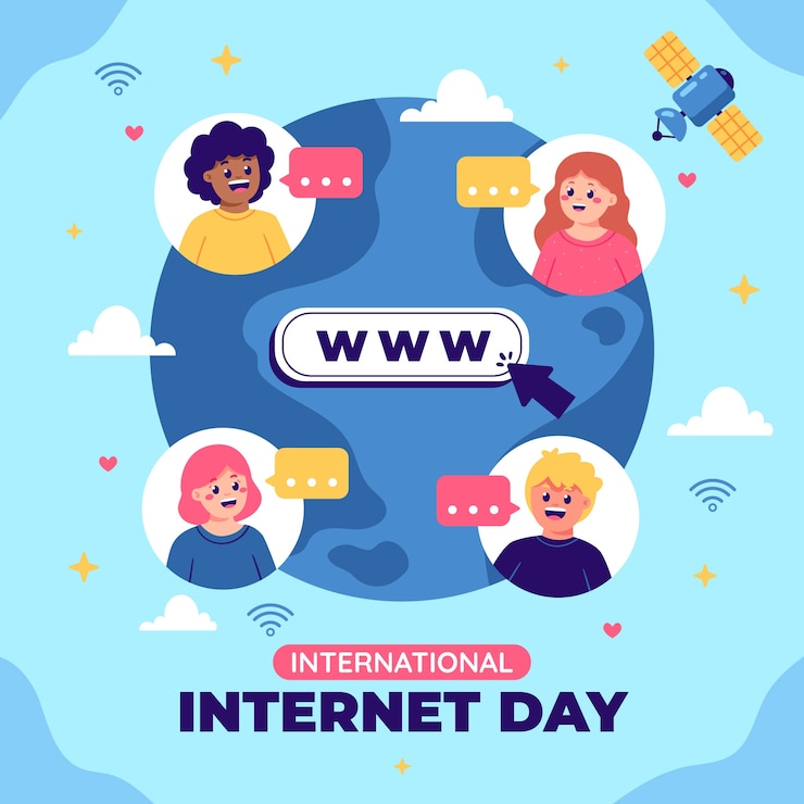 Vector gratuito ilustración plana del día internacional de la internet