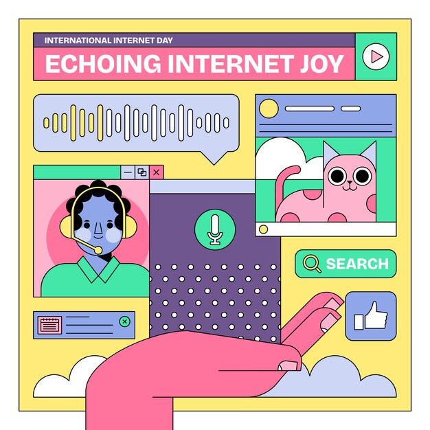 Ilustración plana del día internacional de internet.