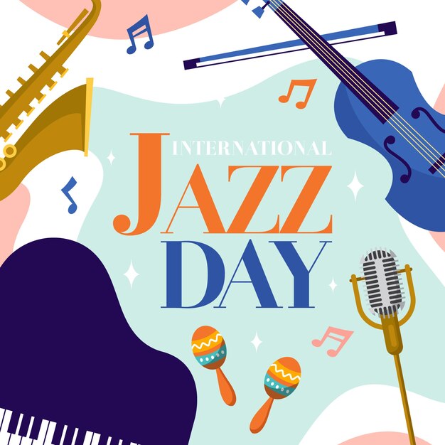 Ilustración plana del día internacional del jazz