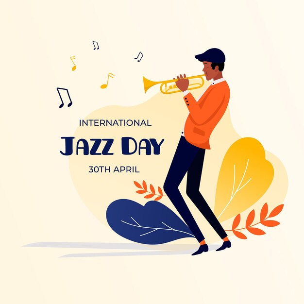 Vector gratuito ilustración plana del día internacional del jazz