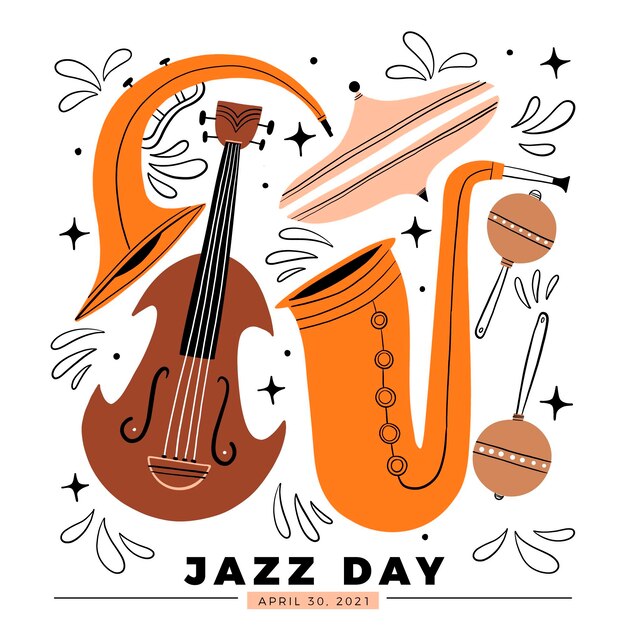 Ilustración plana del día internacional del jazz