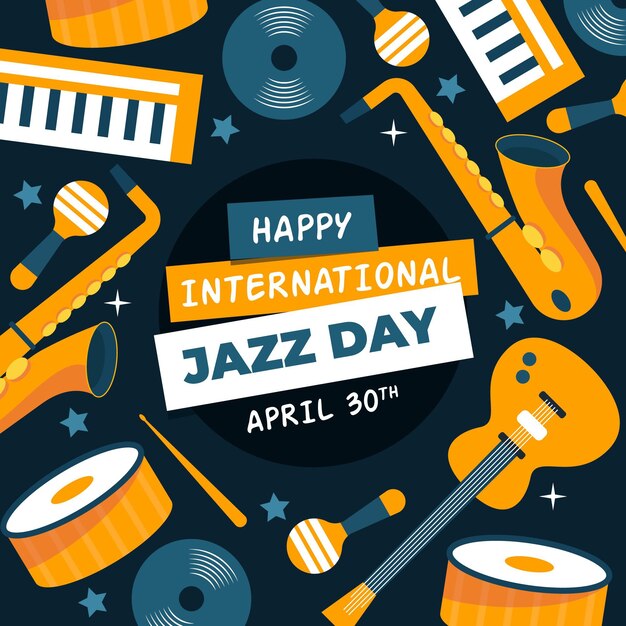 Ilustración plana del día internacional del jazz