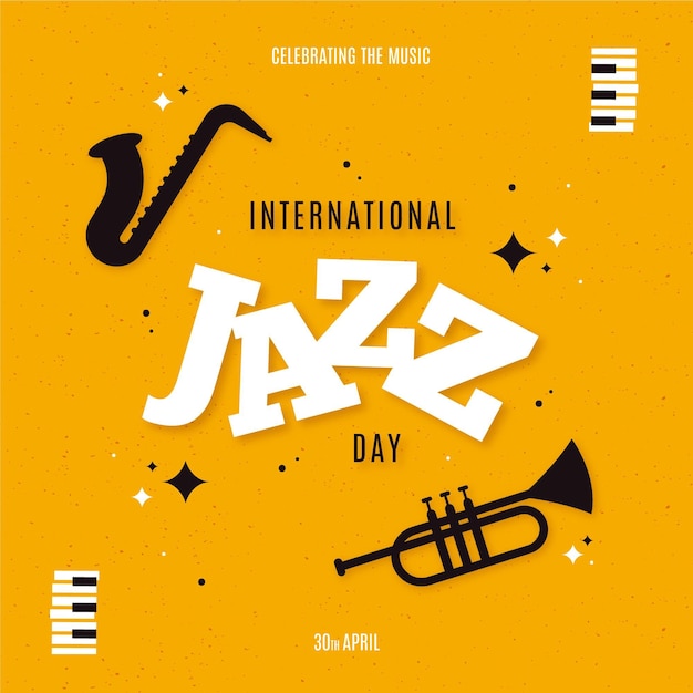 Ilustración plana del día internacional del jazz