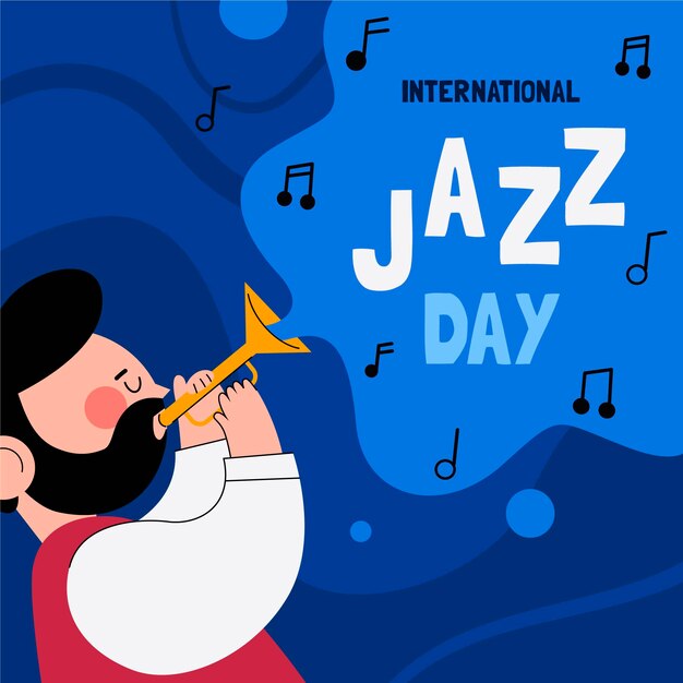 Ilustración plana del día internacional del jazz