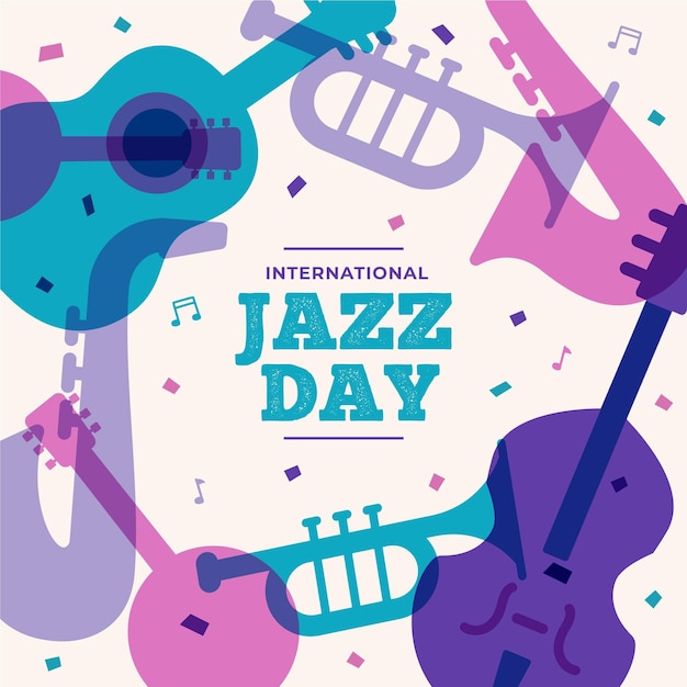 Vector gratuito ilustración plana del día internacional del jazz