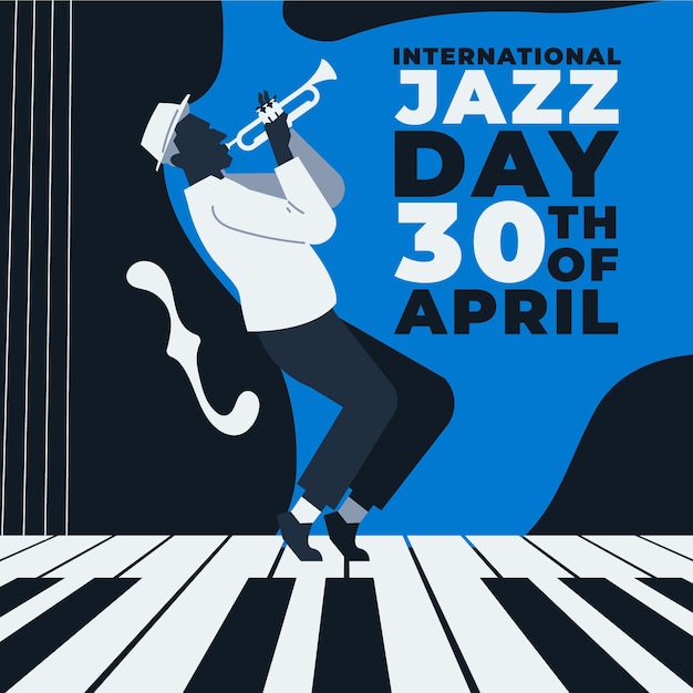 Ilustración plana del día internacional del jazz