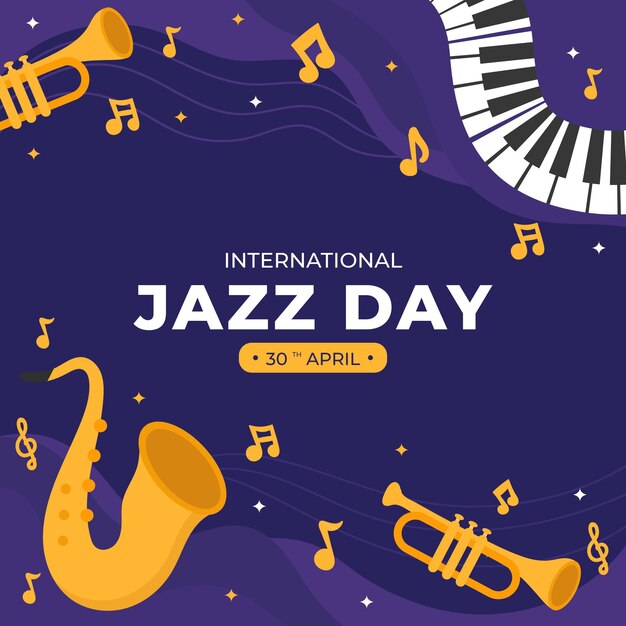 Ilustración plana del día internacional del jazz