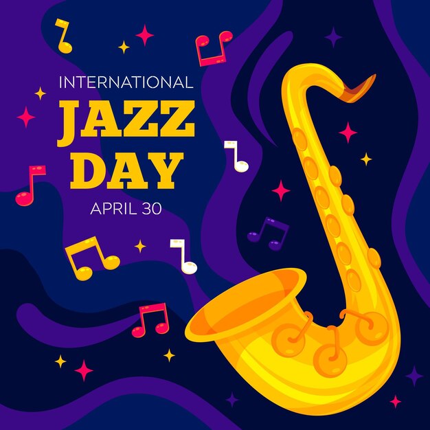 Ilustración plana del día internacional del jazz