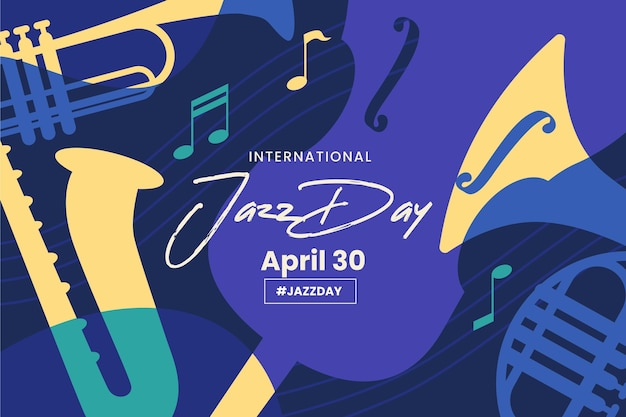 Ilustración plana del día internacional del jazz