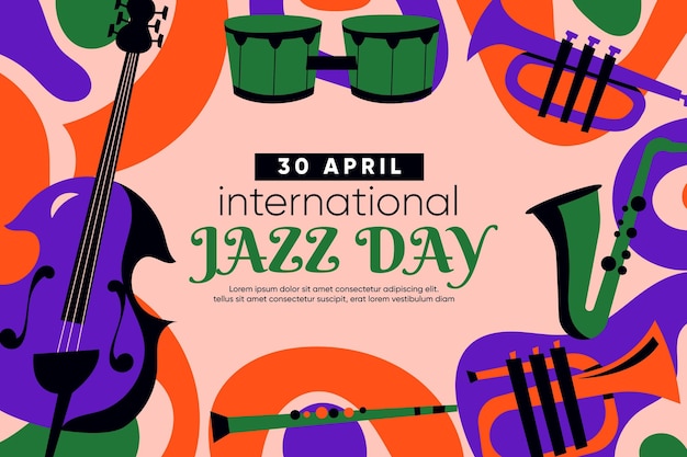 Vector gratuito ilustración plana del día internacional del jazz