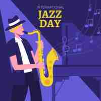 Vector gratuito ilustración plana del día internacional del jazz