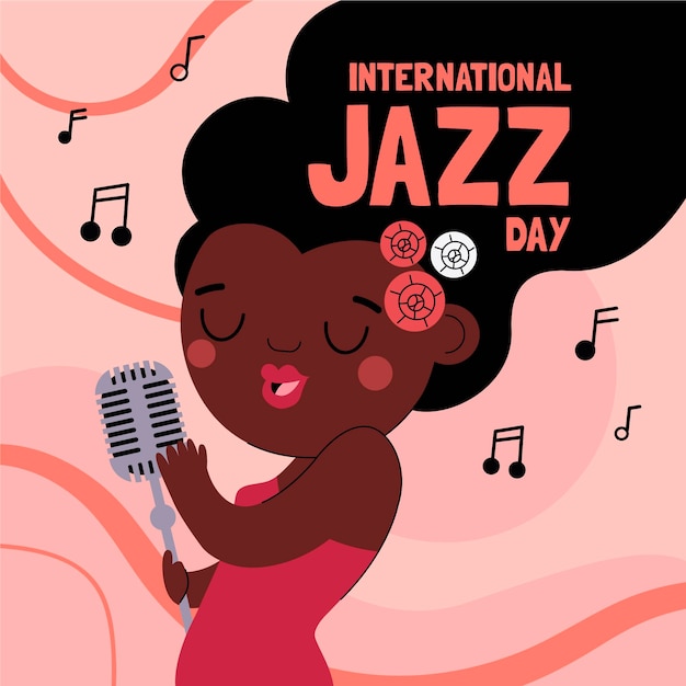 Ilustración plana del día internacional del jazz