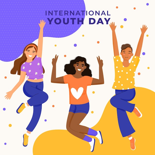 Vector gratuito ilustración plana del día internacional de la juventud