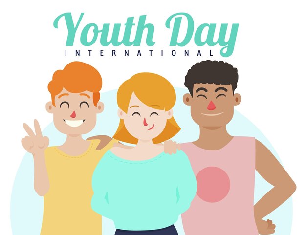Ilustración plana del día internacional de la juventud