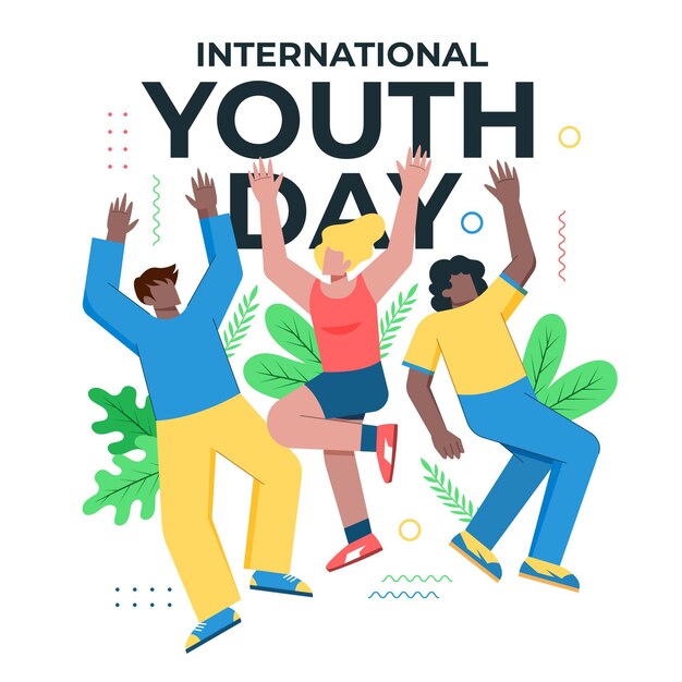 Ilustración plana del día internacional de la juventud