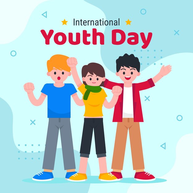 Ilustración plana del día internacional de la juventud