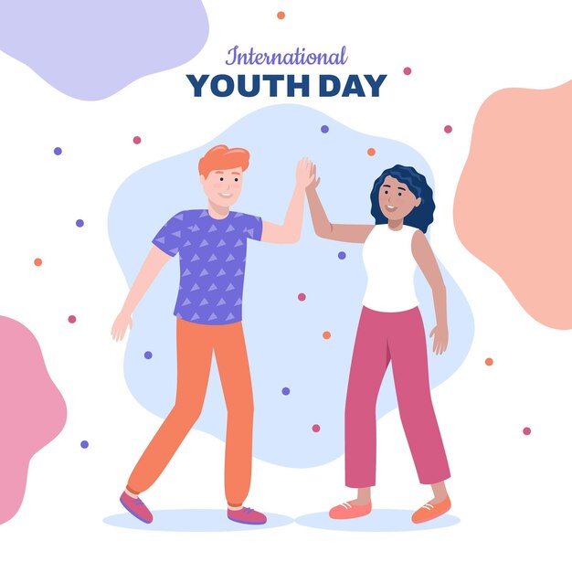 Ilustración plana del día internacional de la juventud
