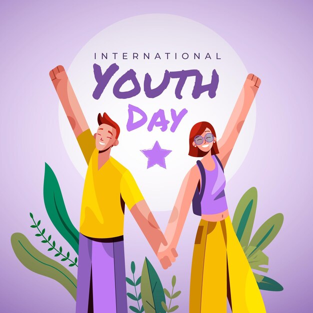 Ilustración plana del día internacional de la juventud