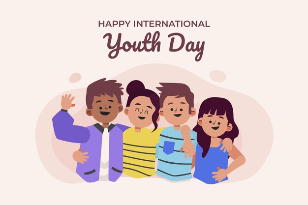 Ilustración plana del día internacional de la juventud