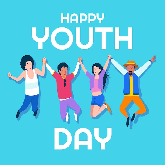 Ilustración plana del día internacional de la juventud