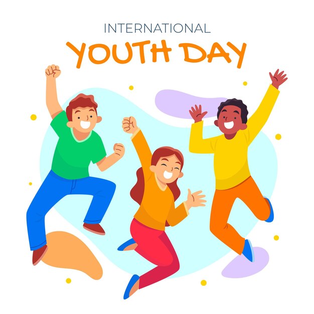 Ilustración plana del día internacional de la juventud