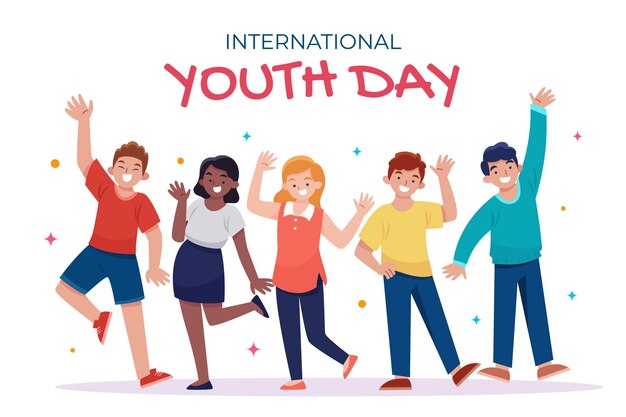 Ilustración plana del día internacional de la juventud