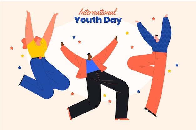 Vector gratuito ilustración plana del día internacional de la juventud