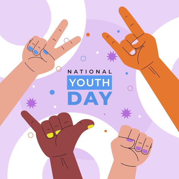 Vector gratuito ilustración plana del día internacional de la juventud