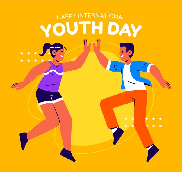 Ilustración plana del día internacional de la juventud