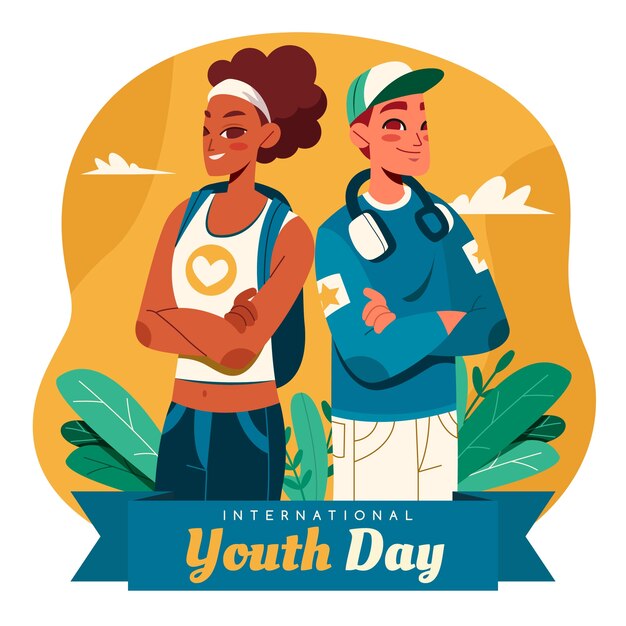 Ilustración plana del día internacional de la juventud