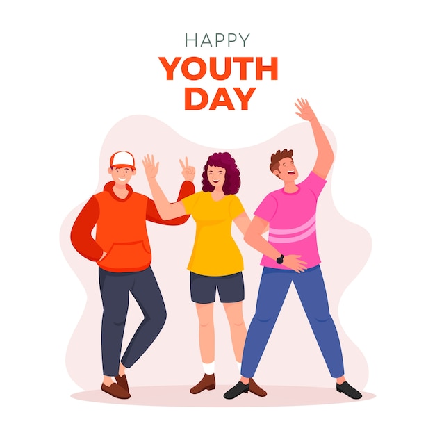 Vector gratuito ilustración plana del día internacional de la juventud