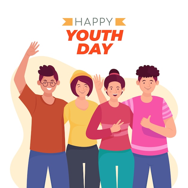 Ilustración plana del día internacional de la juventud