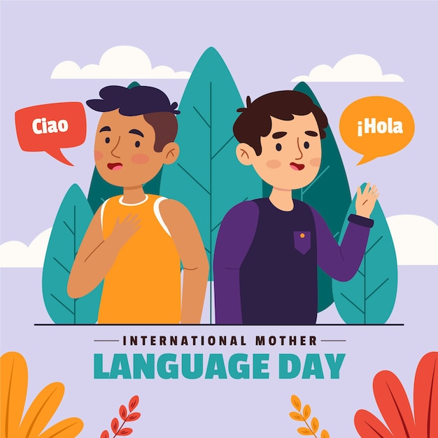 Vector gratuito ilustración plana para el día internacional de la lengua materna