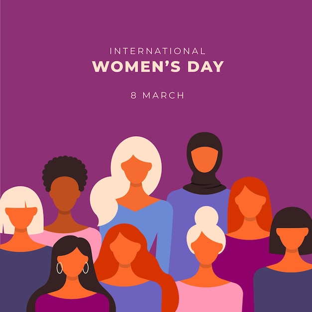 Ilustración plana del día internacional de la mujer