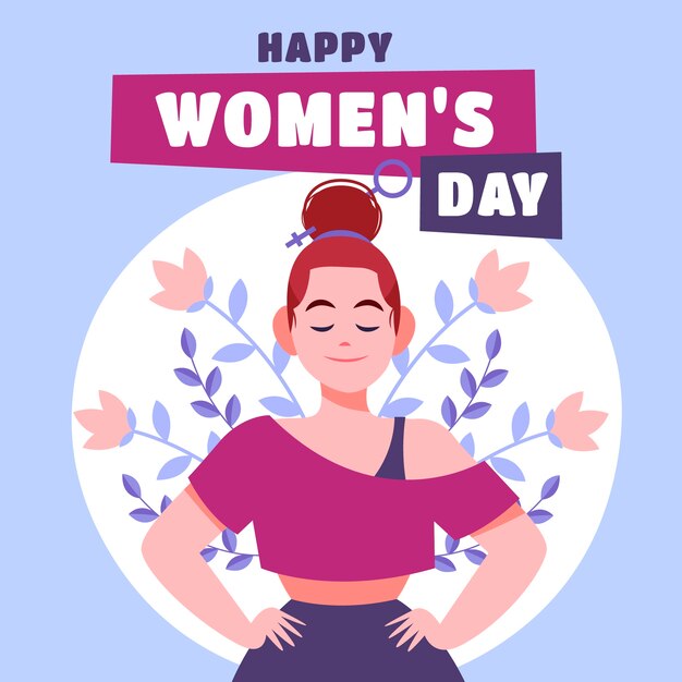 Ilustración plana del día internacional de la mujer