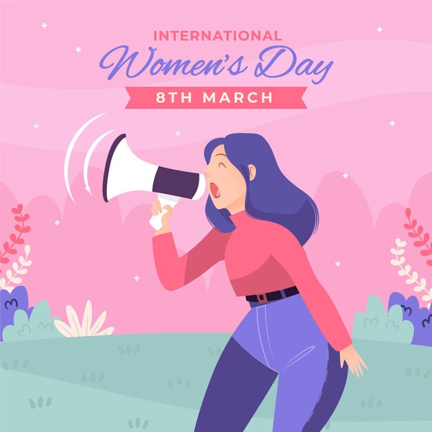 Ilustración plana del día internacional de la mujer