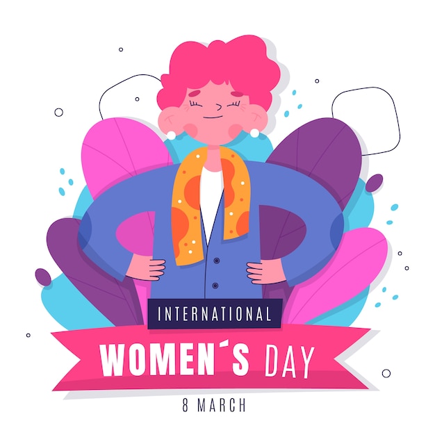 Ilustración plana del día internacional de la mujer