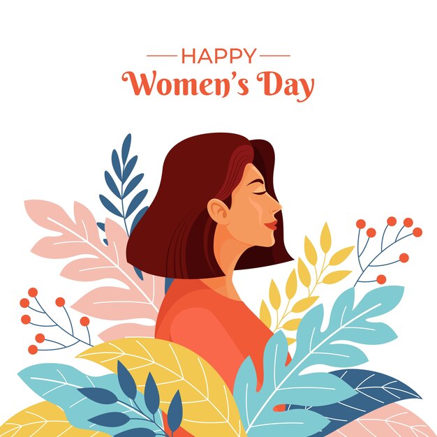 Ilustración plana del día internacional de la mujer