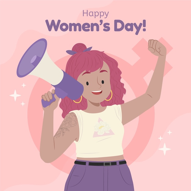 Ilustración plana del día internacional de la mujer