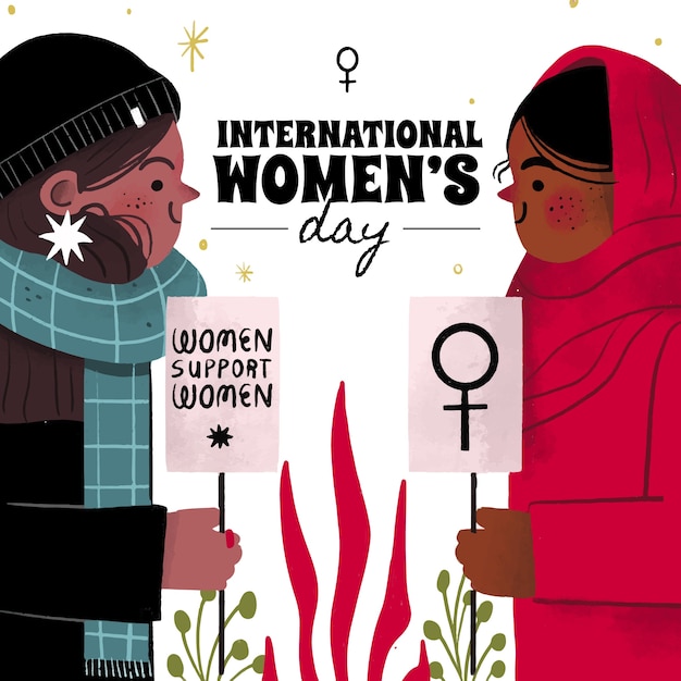 Ilustración plana del día internacional de la mujer