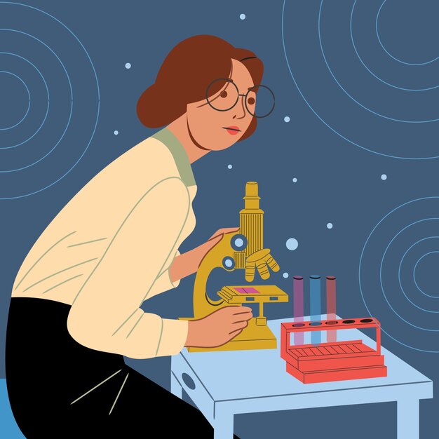 Ilustración plana para el Día Internacional de las Mujeres y las Niñas en la Ciencia