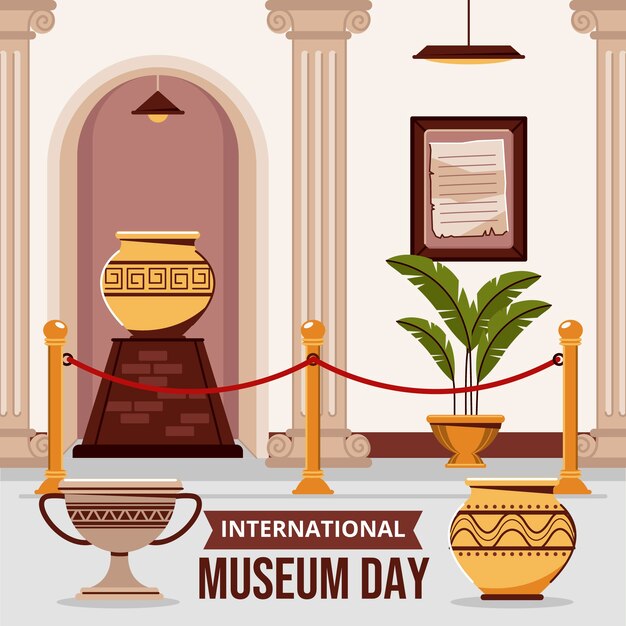 Ilustración plana para el día internacional de los museos