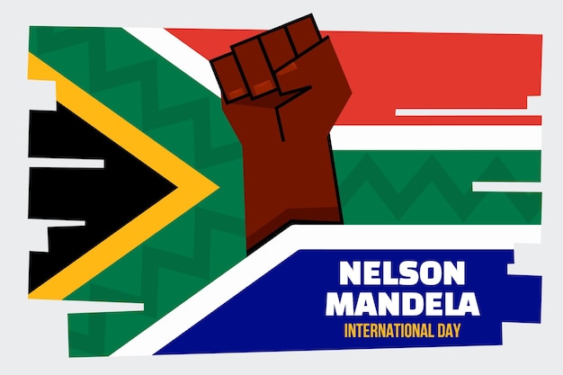 Ilustración plana del día internacional de nelson mandela