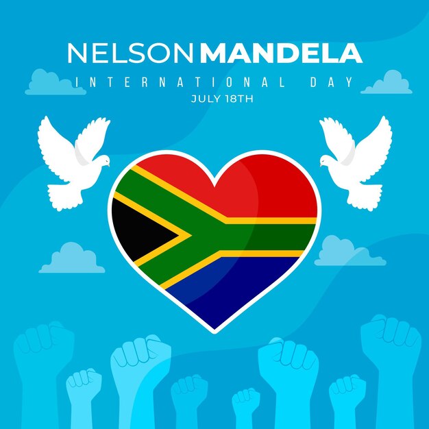 Ilustración plana del día internacional de nelson mandela