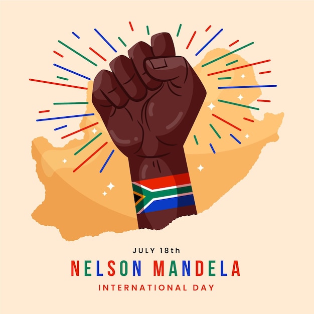 Vector gratuito ilustración plana del día internacional de nelson mandela