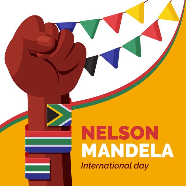 Vector gratuito ilustración plana del día internacional de nelson mandela