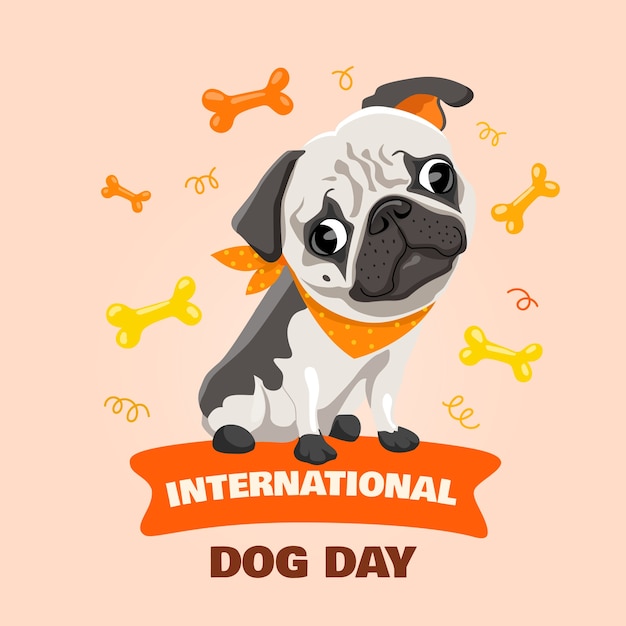 Vector gratuito ilustración plana del día internacional del perro