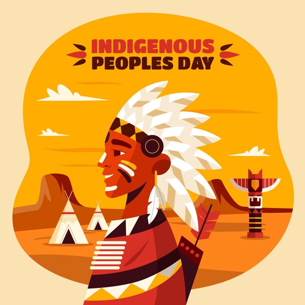 Ilustración plana del día internacional de los pueblos indígenas del mundo.