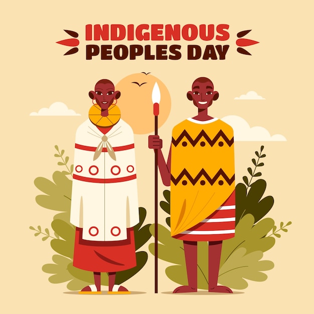 Vector gratuito ilustración plana del día internacional de los pueblos indígenas del mundo.