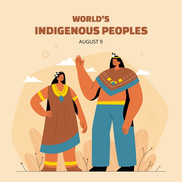 Ilustración plana del día internacional de los pueblos indígenas del mundo.